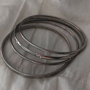 4 silver thin bengal bracelets